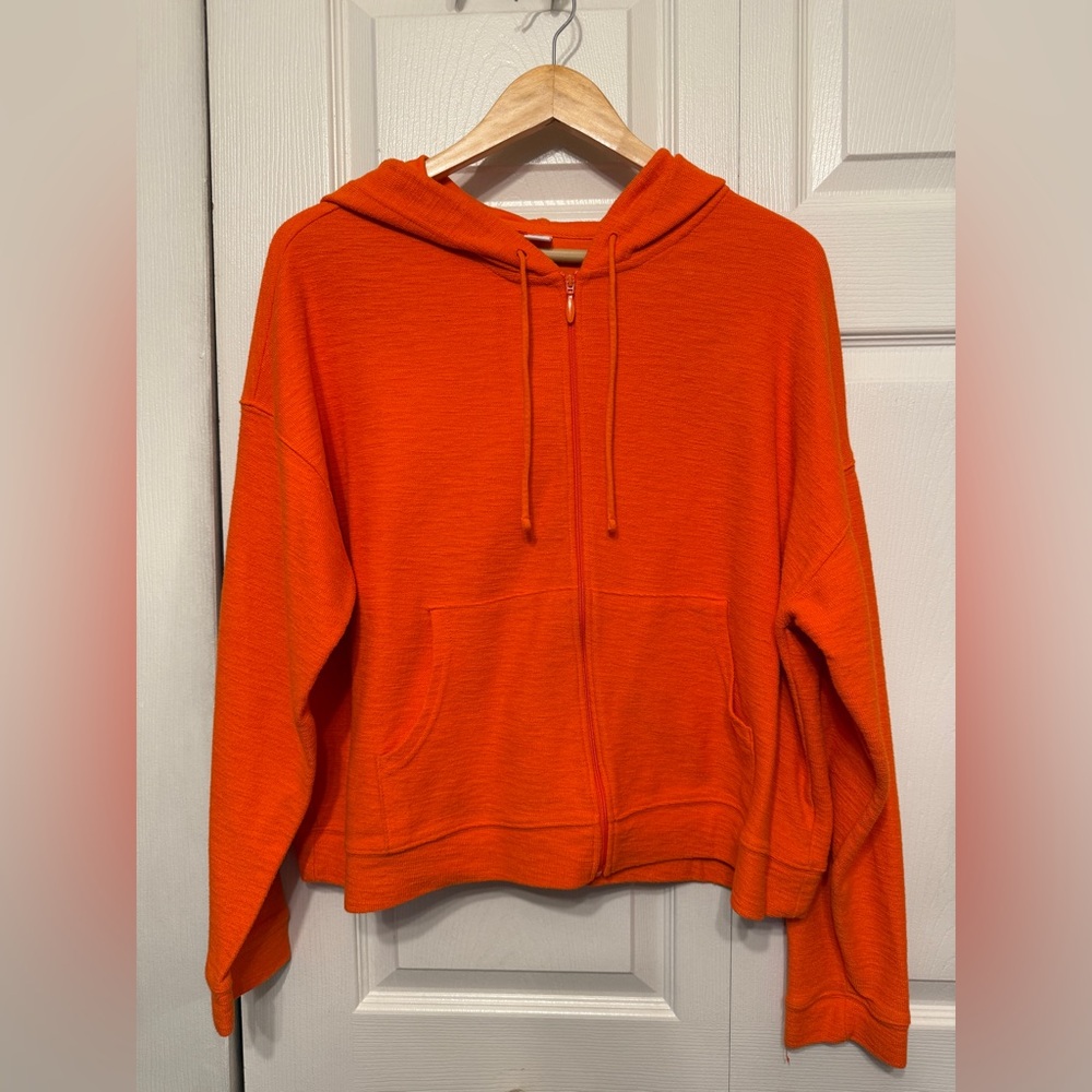 Women’s Old Navy French Terry Knit Hoodie Jacket — Size XL, Orange
